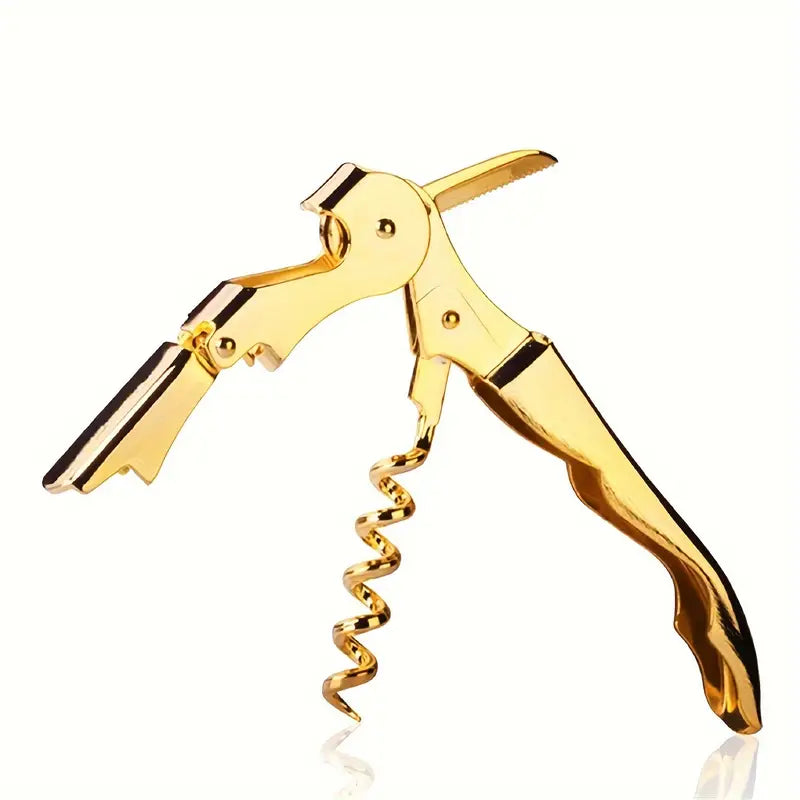 Wink Corkscrew Gold-Toned, Serrated Knife, Thick Neck, Double-Hinged Fulcrum