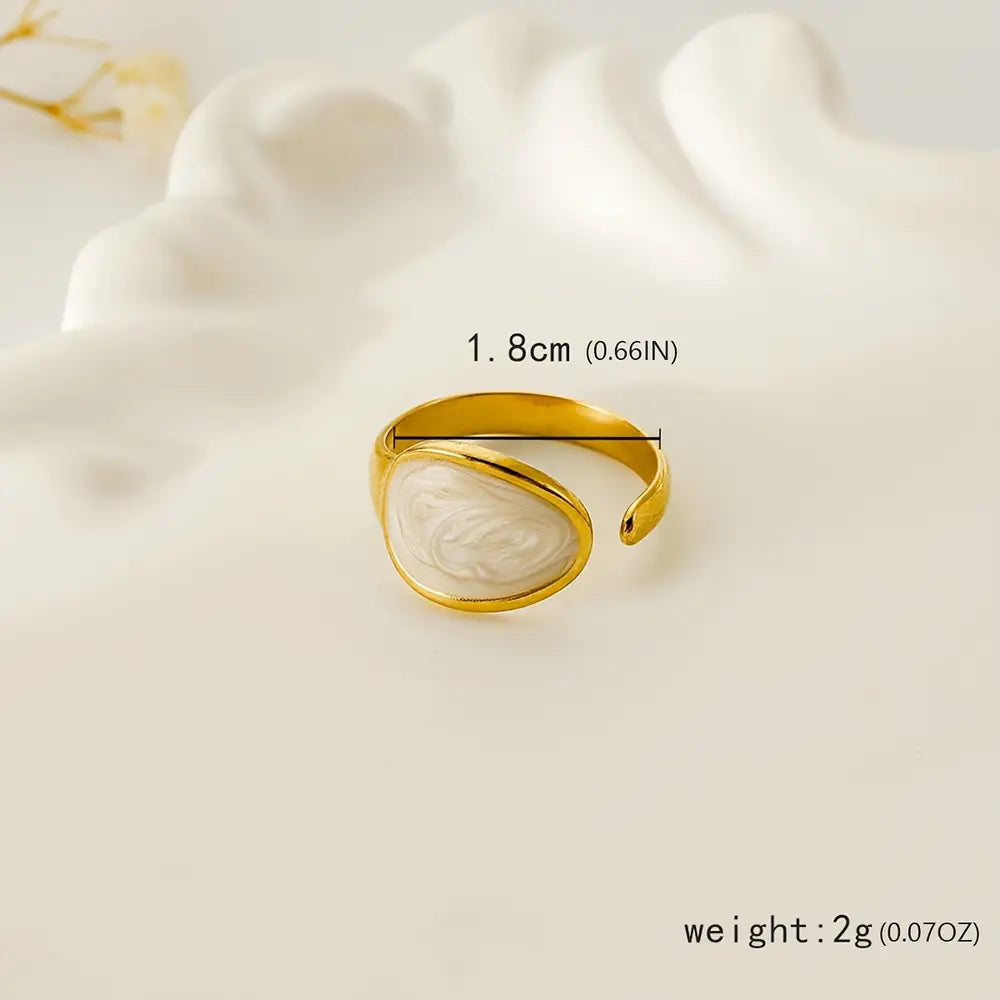 Luxury Open Adjustable Ring with Pearl Finish
