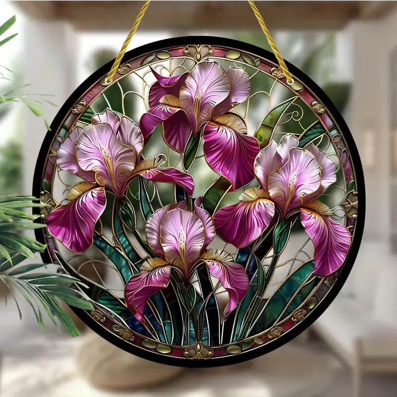 1pc Vibrant Purple Iris Suncatcher - 20.32cm x 20.32cm