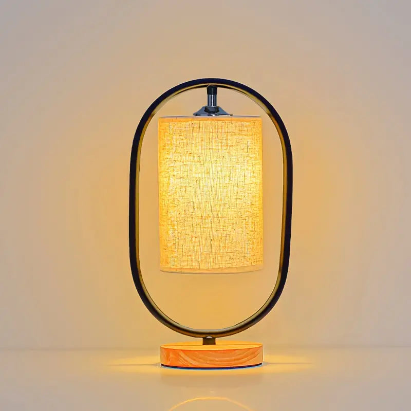 USB Table Lamp - Vintage Fabric Bedside Light