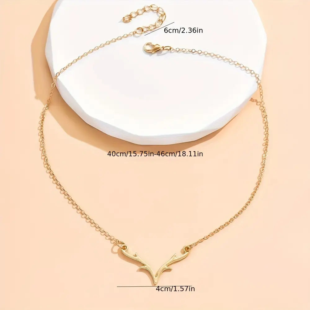 Minimalistische stijl hertengewei-vormige sleutelbeenketting