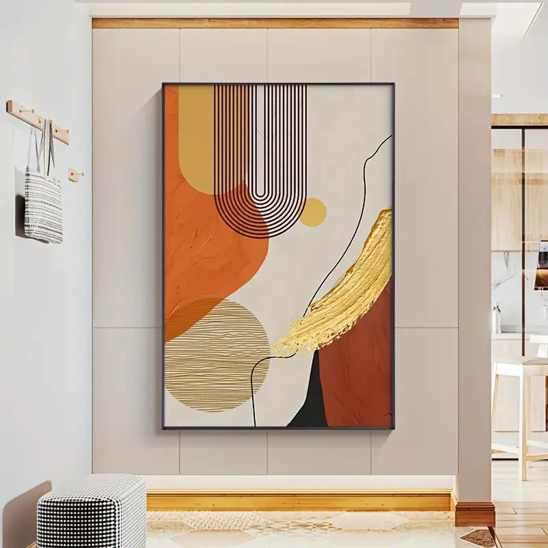 3 stuks luxe abstract canvas schilderij - Nordic gouden posterprint voor thuis en kantoor