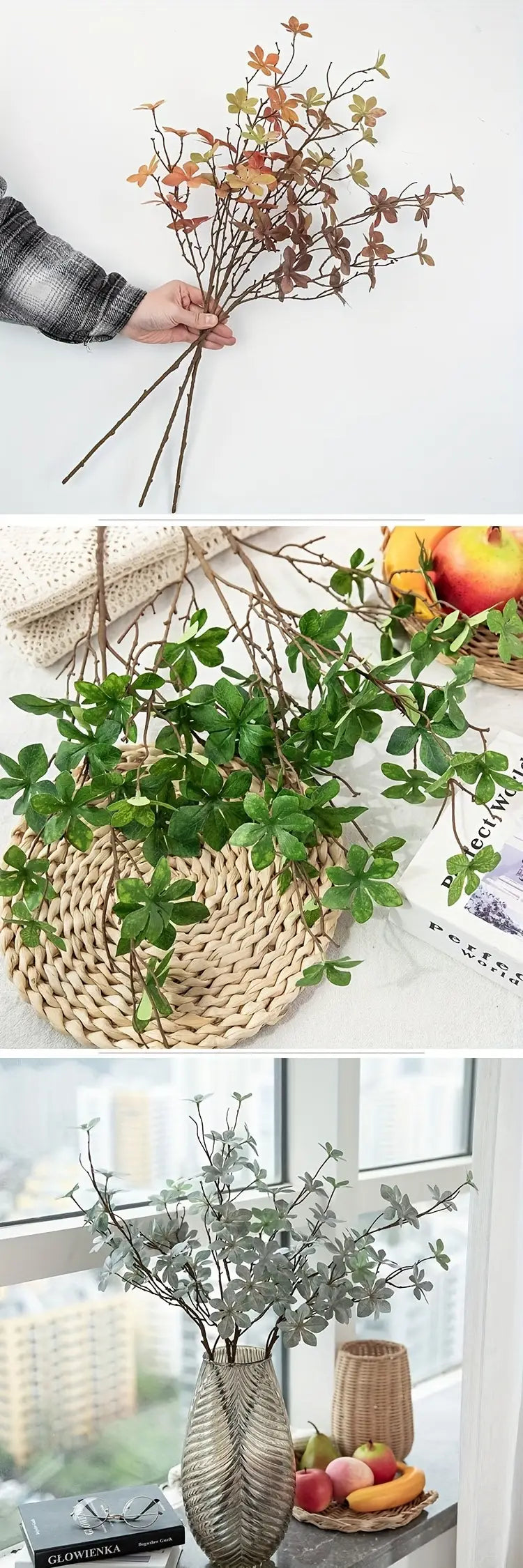 3pcs Artificial Flowers Eucalyptus Decorative Flowers