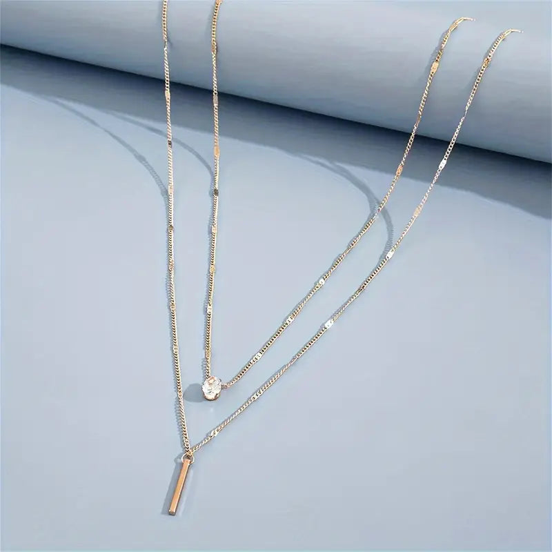 Gold Layered Necklace Set Women's Pendant Jewelry