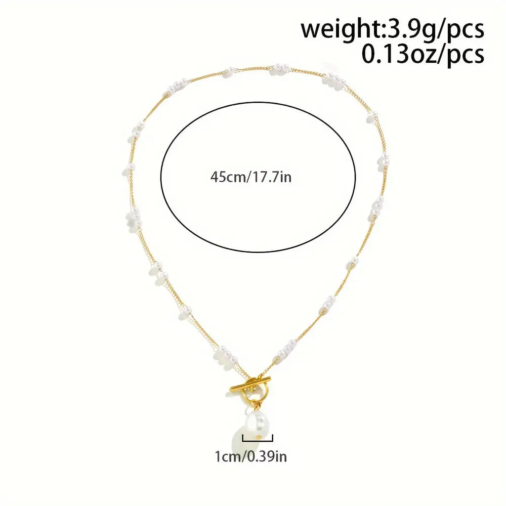 1pc Elegant Baroque Style Faux Faux Gemstone Pendant Necklace