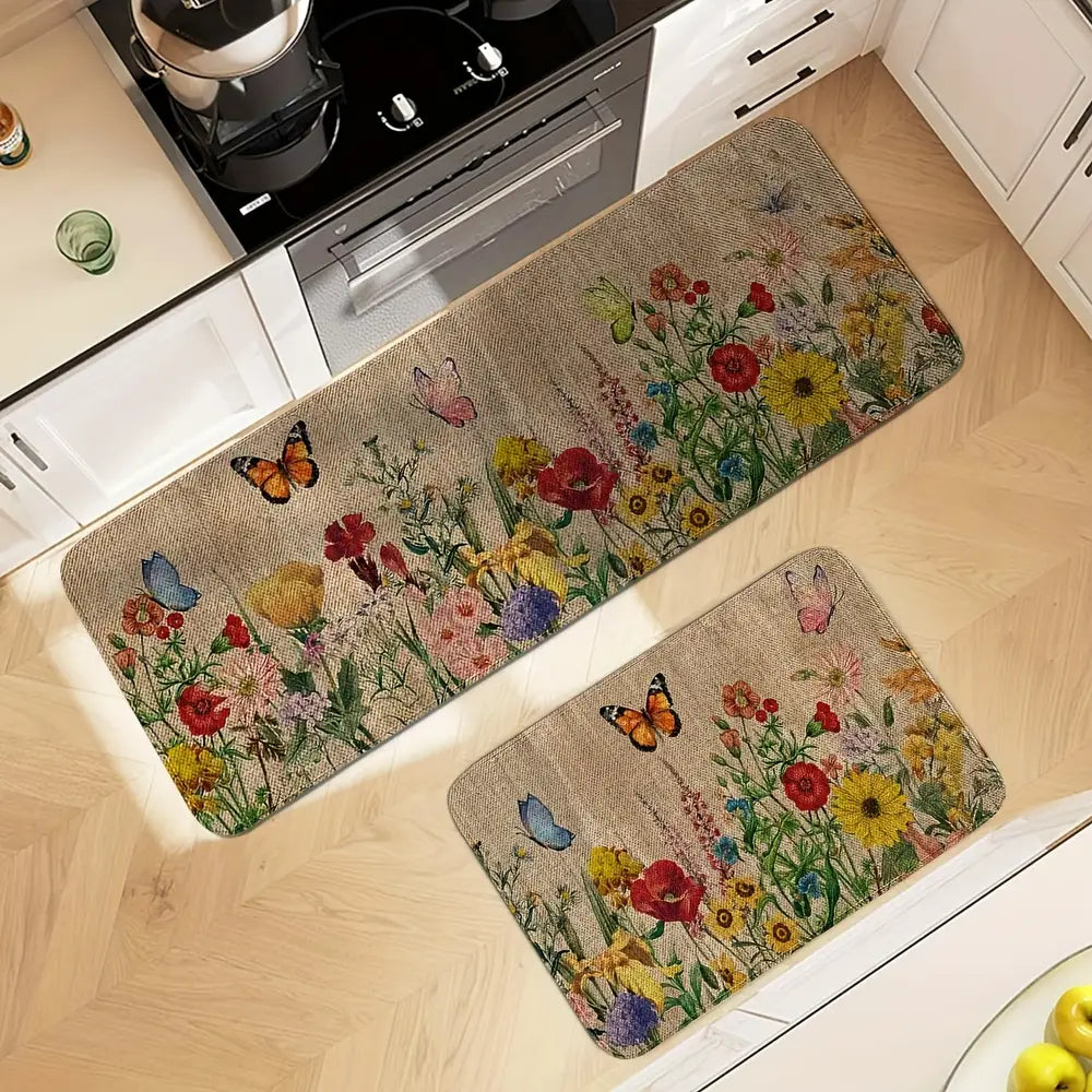 1 tapis de sol à fleurs printanières