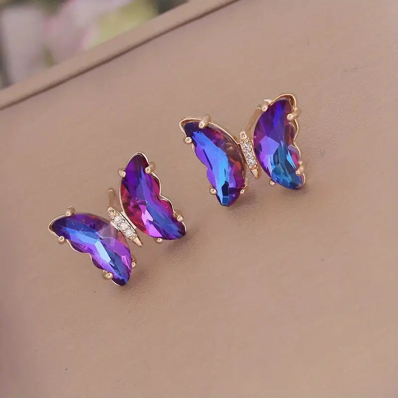 Multi-Colored Butterfly Earrings – Y2K Gradient Jewelry Birthday & Holiday Gift Set (2-12 Pcs)