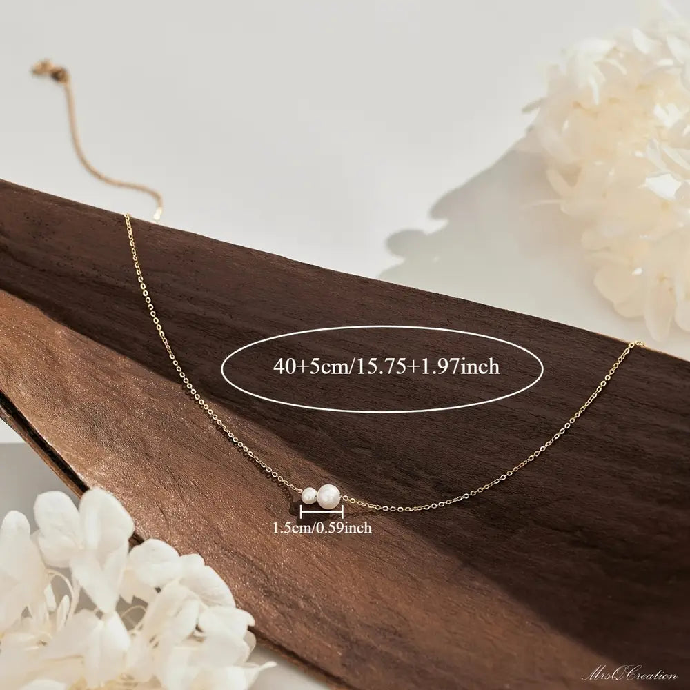 Copper Pendant Necklace with Single Pearl Charm for Women