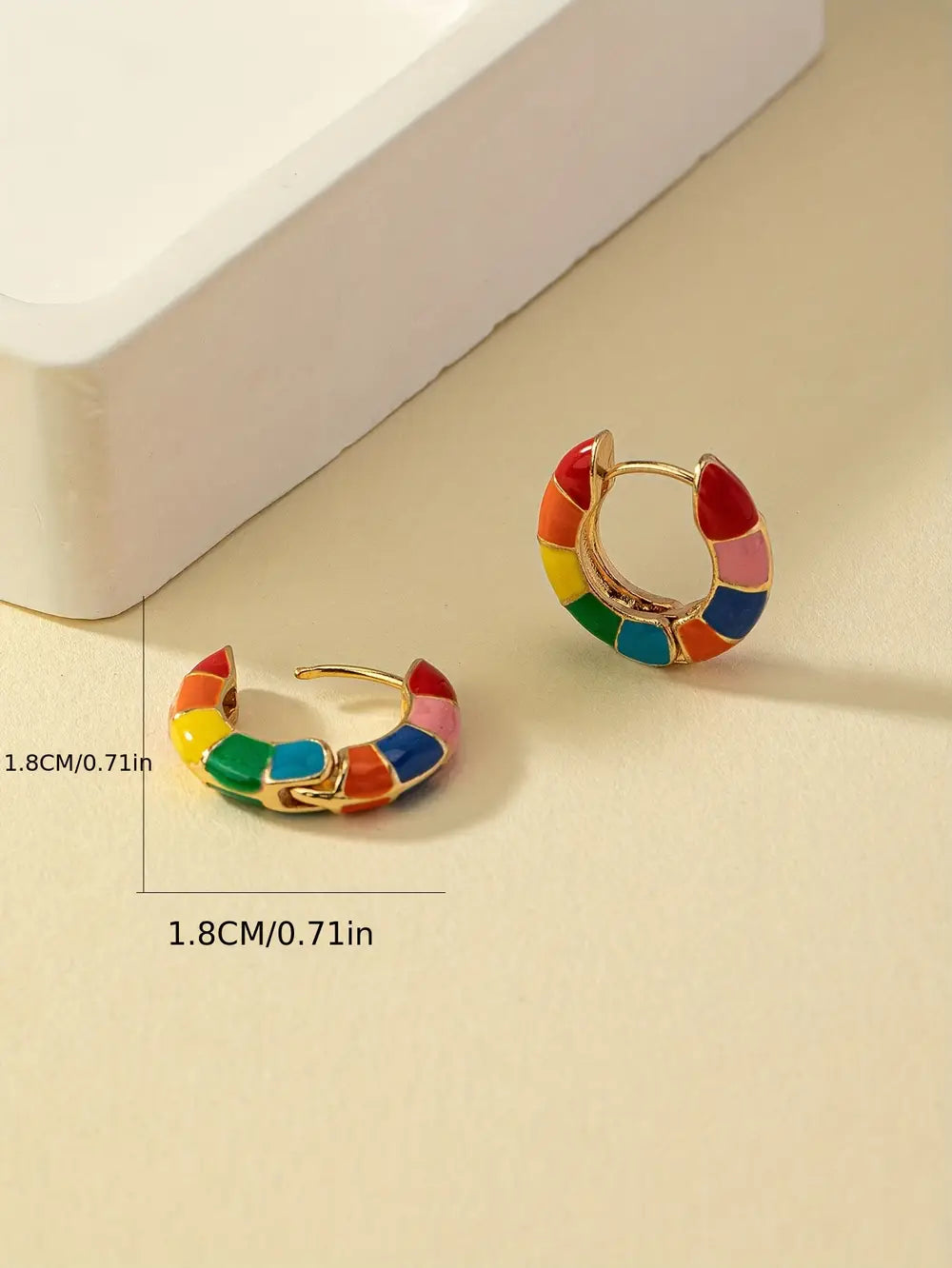 Colorful Enamel Design Hoop Earrings