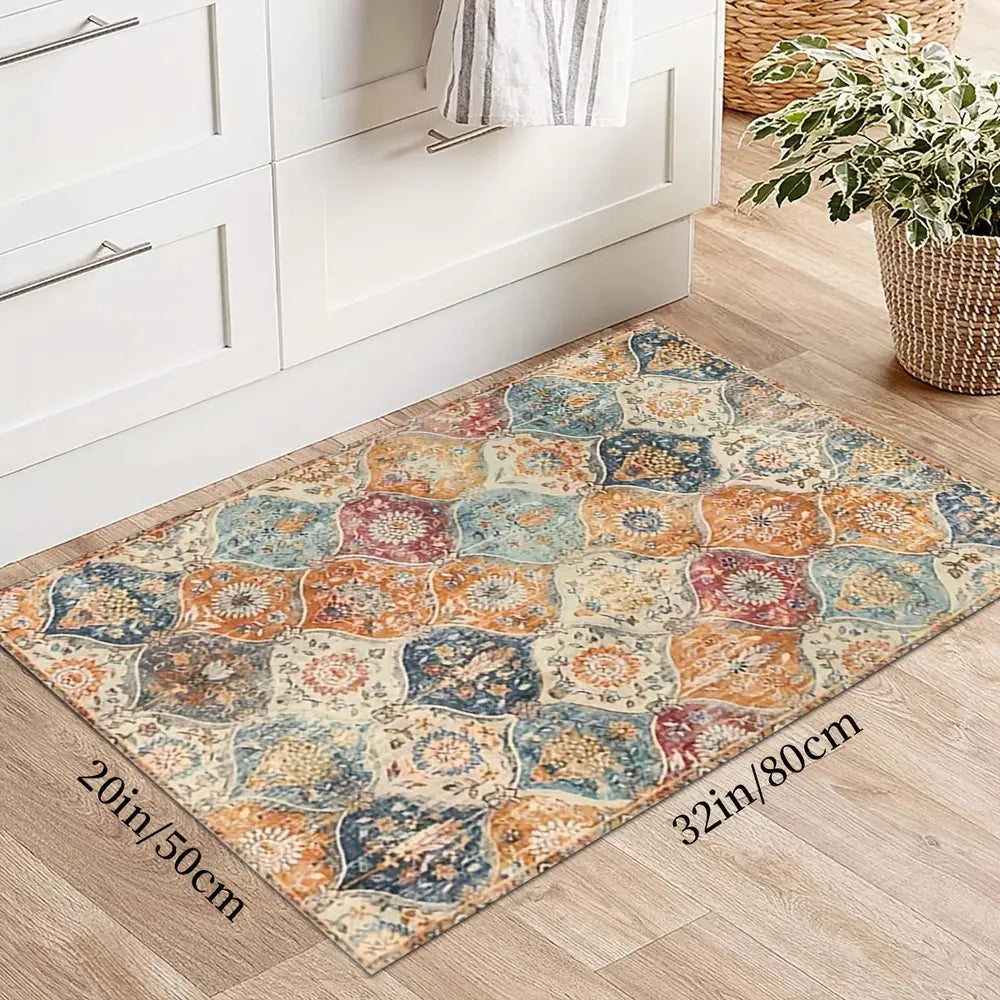 1pc Bohemian Moroccan Print Kitchen Rug