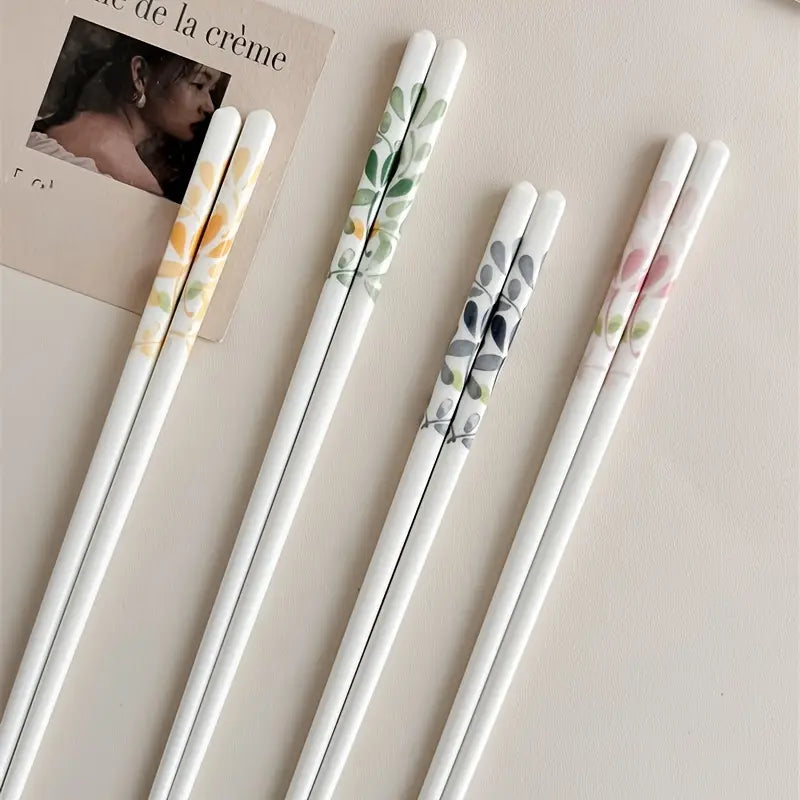 Ceramic Chopsticks Set - Floral, Anti-Slip, Heat Resistant