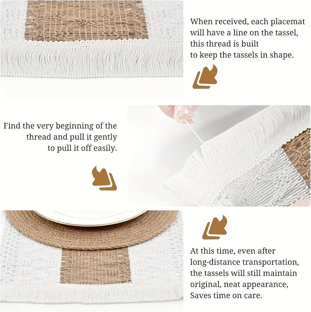 4/6pcs Boho Style Table Mats, Light Luxury Table Pads