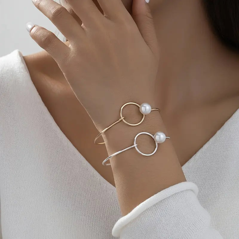 Bohemian Pearl Bracelet - Stainless Steel Bangle