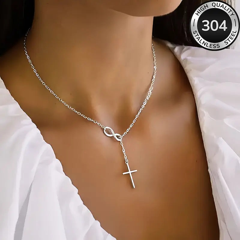 Stainless Steel Cross Pendant Necklace - Hypoallergenic