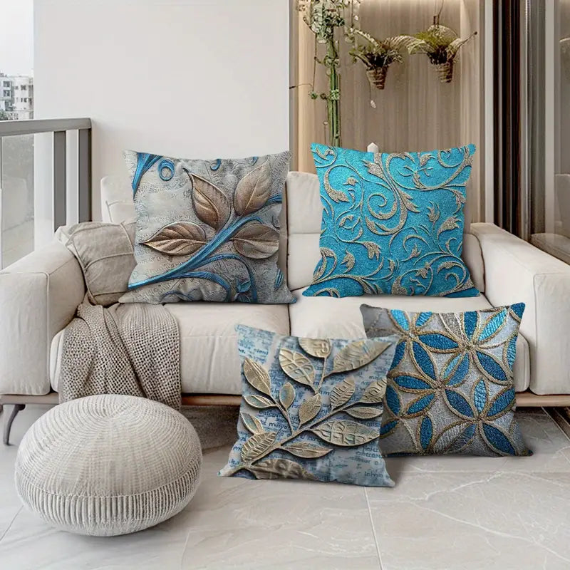 Golden Pattern Pillow Covers 18x18 - Soft Plush Decorative Cushion Cases
