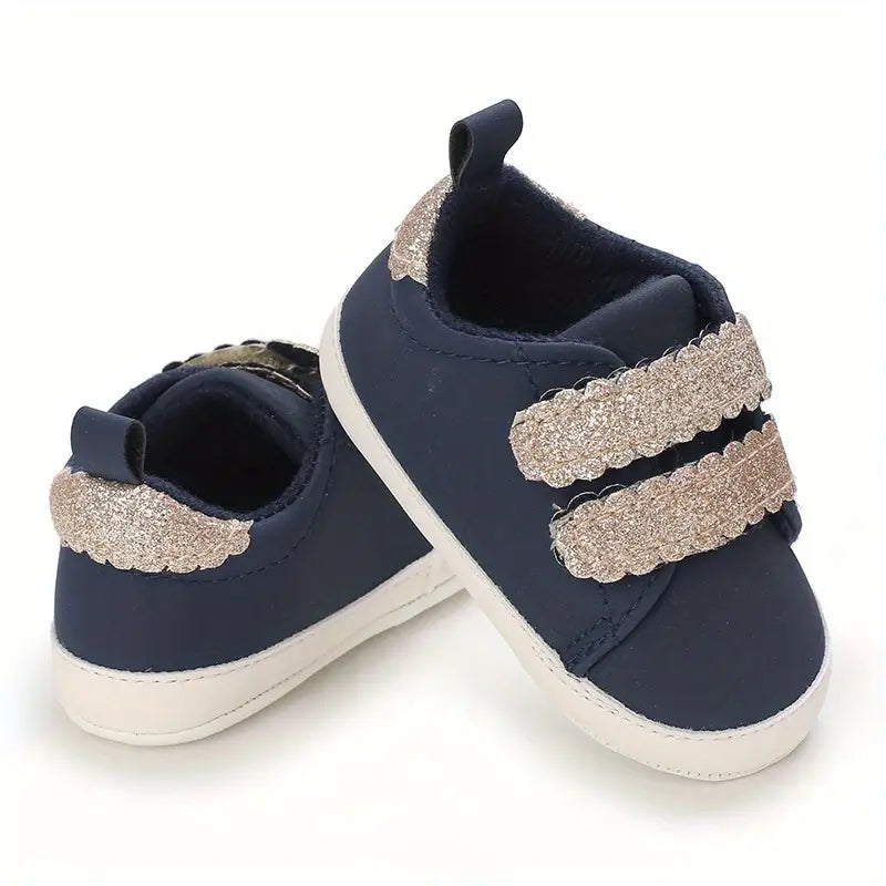 Floral Low-Top Sneakers for Girls | PU Upper, Flat Sole, Adjustable Strap for Toddlers