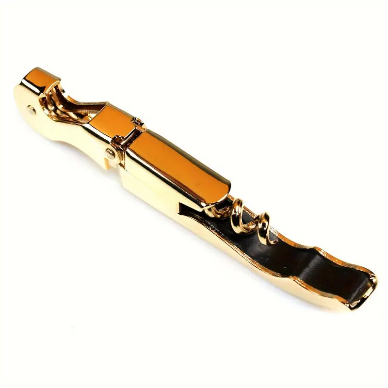 Wink Corkscrew Gold-Toned, Serrated Knife, Thick Neck, Double-Hinged Fulcrum