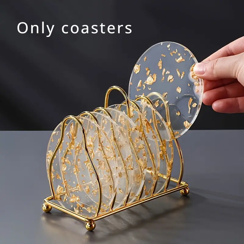 6pcs Golden Foil Acrylic Coasters