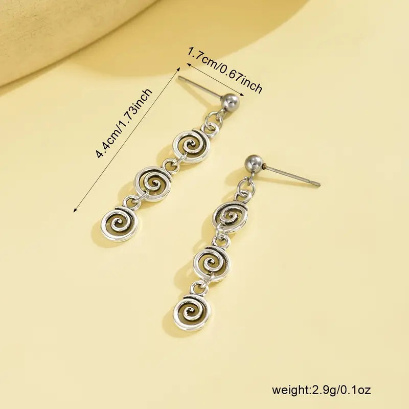 Boho Spiral Dangle Earrings - Geometric Women's Jewelry
