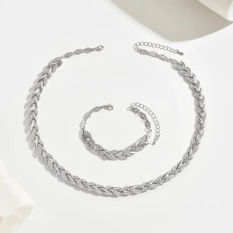 Fish Tail Glass Jewelry Set - Bracelet Necklace Combo