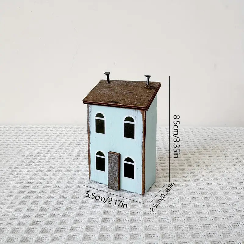 Miniature Wooden House Ornament - DIY Cabin Model Home Decor