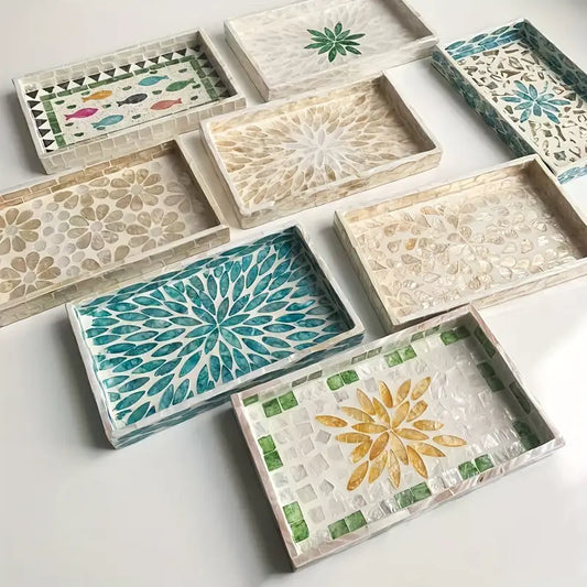Hand-Painted Resin Tray – Abstract Colorful Holiday Centerpiece Table Decor