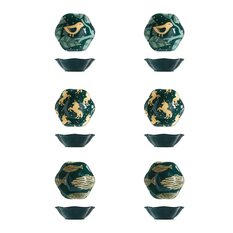 Ceramic Snack Bowls - Cherry Blossom Design Set of 6