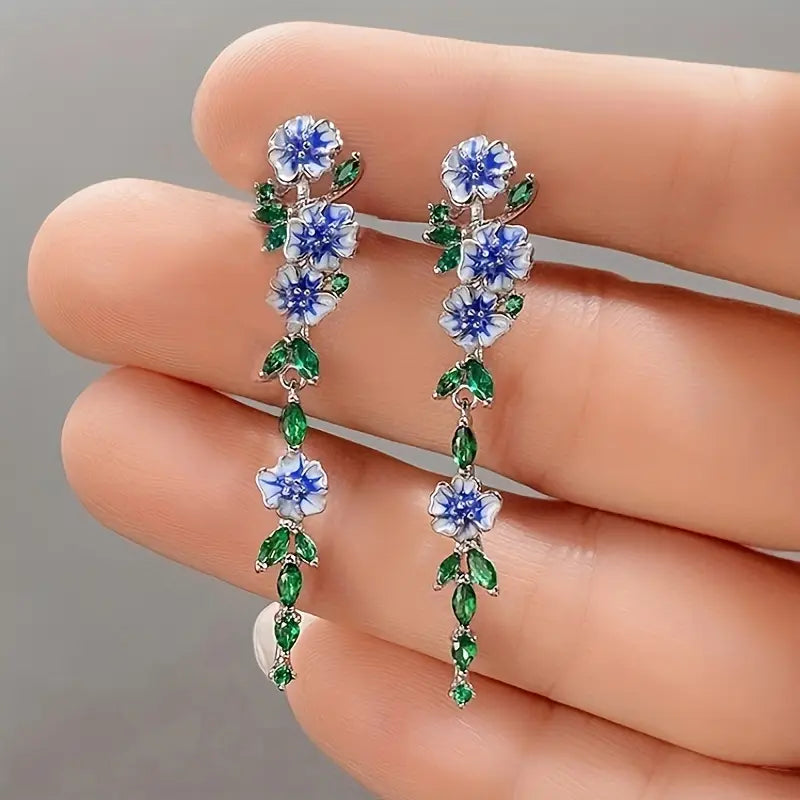 Enamel Dangle Earrings: Long Trendy Holiday Gift