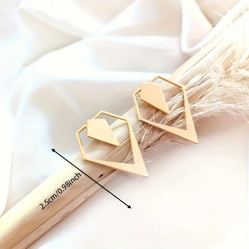 French-Inspired Geometric Arrow Stud Earrings – Nickel-Free Brass Jewelry for Any Occasion