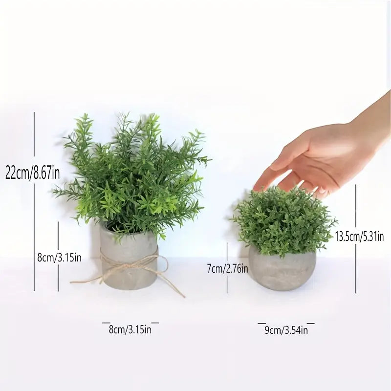 Artificial Plant Set - Small Faux Eucalyptus Rosemary Decor