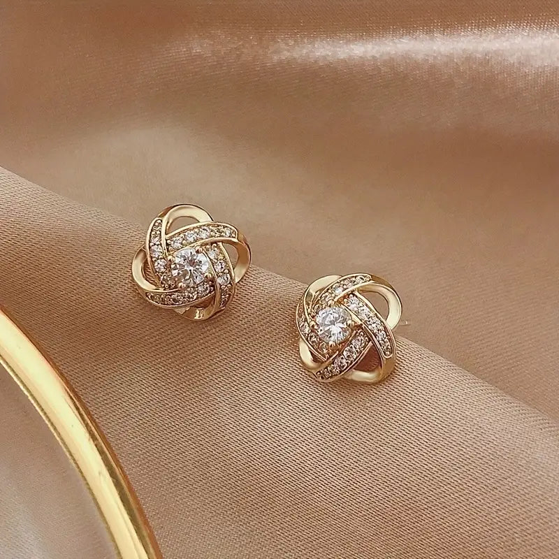 Leaf Stud Earrings - Stainless Steel Crystal Jewelry