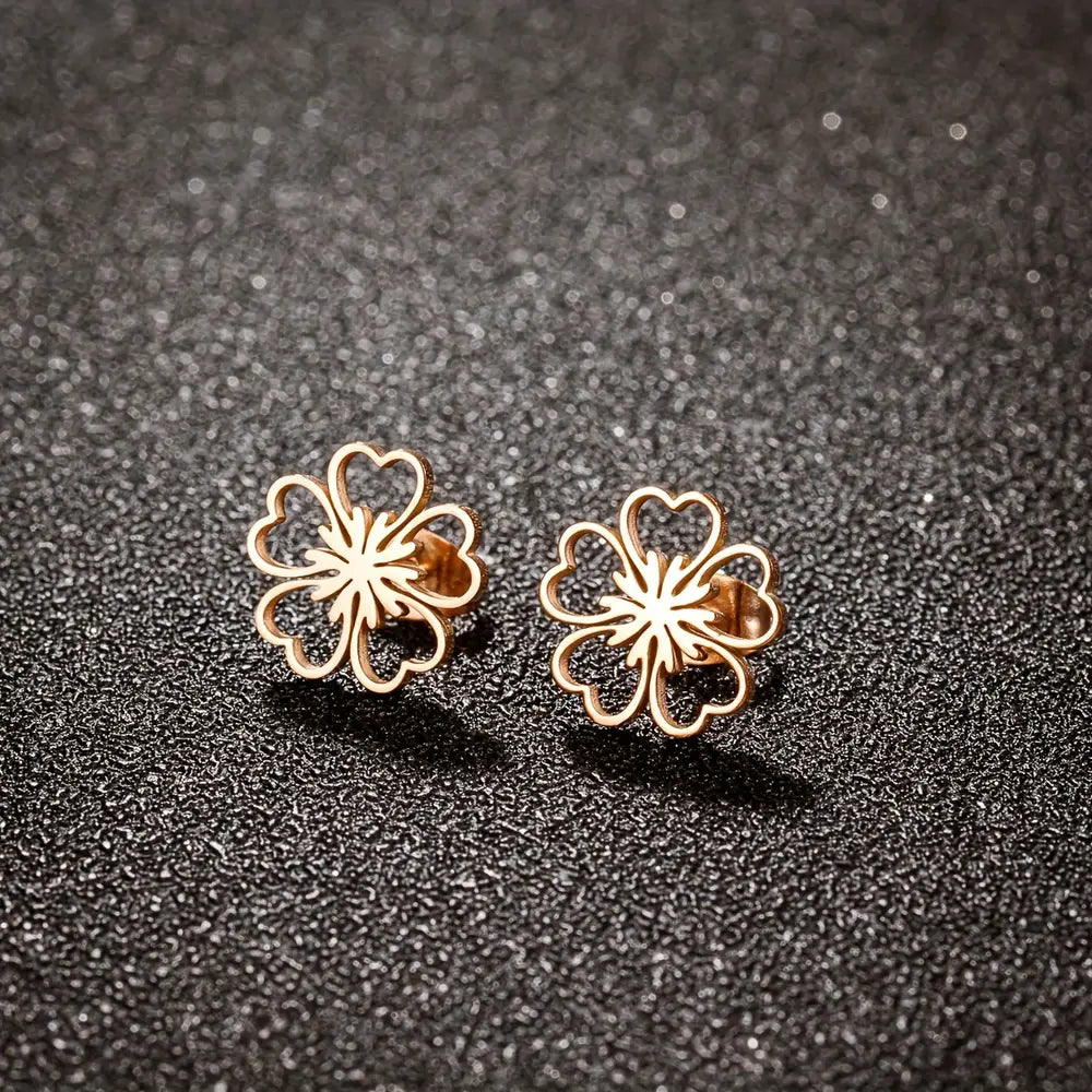 Chic Plum Blossom Stud Earrings