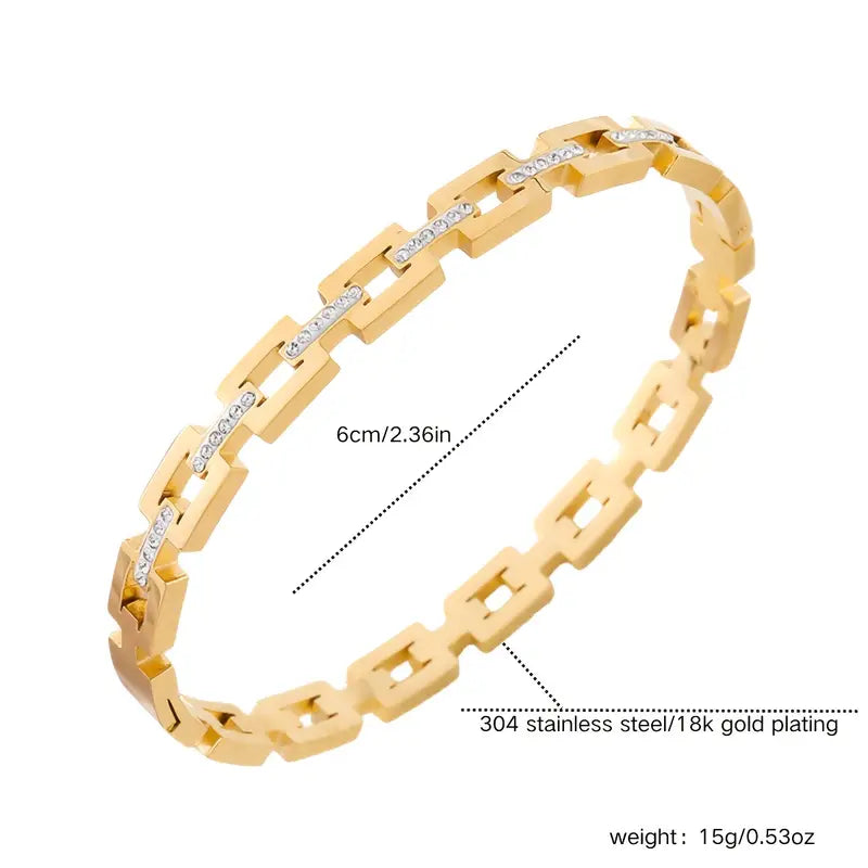 18K Gold Infinity Bangle Birthstone Bracelet Stainless Steel
