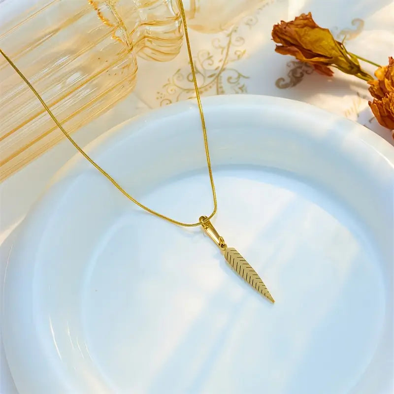Golden Stainless Steel Pendant Necklace - Minimalist Unisex Jewelry