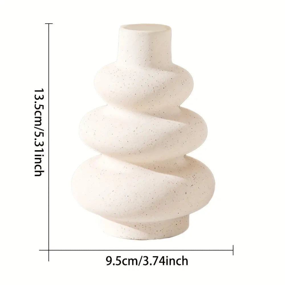 Modern Boho White Ceramic Vase - Pampas Grass & Centerpiece Decor