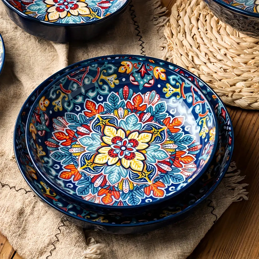 4 stuks 8-inch keramische dinerborden in Boheemse stijl