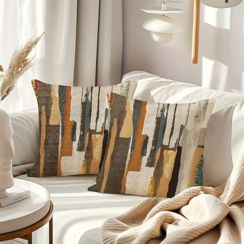 Boho Geometric Throw Pillow Covers 18x18 - Modern Abstract Decor
