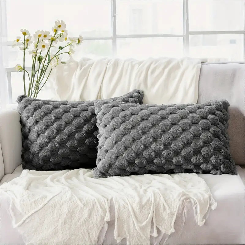 Lot de 2 housses de coussin style bohème chic – Douces et moelleuses, style ferme, pour canapé et chambre