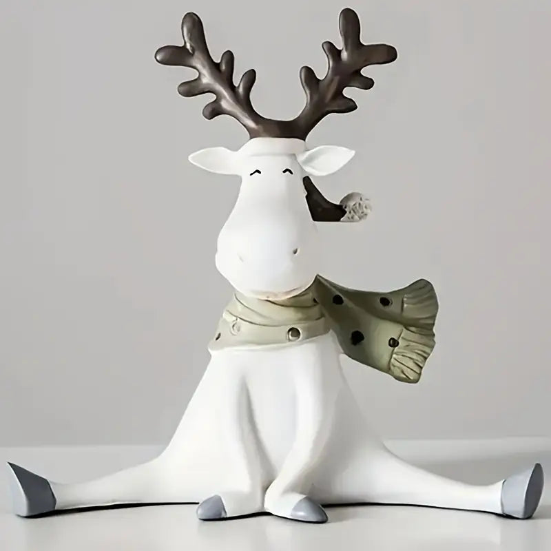Resin Deer Sculpture - Hand-Painted Figurine Home Decor Gift