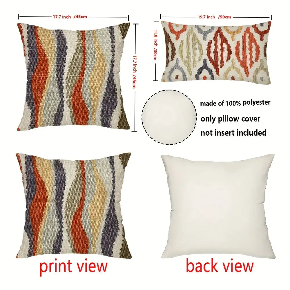 1pc Bohemian Chic Geometric Pattern Throw Pillow Cover, 17x17 Inches