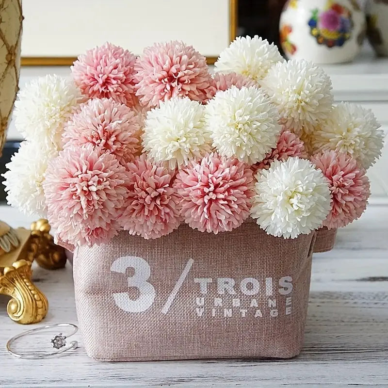 Bouquet de pissenlits artificiels et de chrysanthèmes Pong, 5 pièces – Décoration de table pour mariage et maison