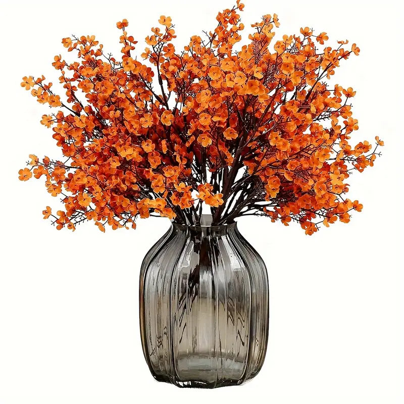 Fleurs artificielles orange – Décoration polyvalente pour Noël et Thanksgiving (1 pièce/6 pièces)