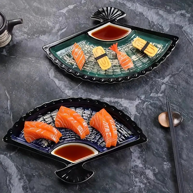 1pc Japanese Fan Shaped Ceramic Plate