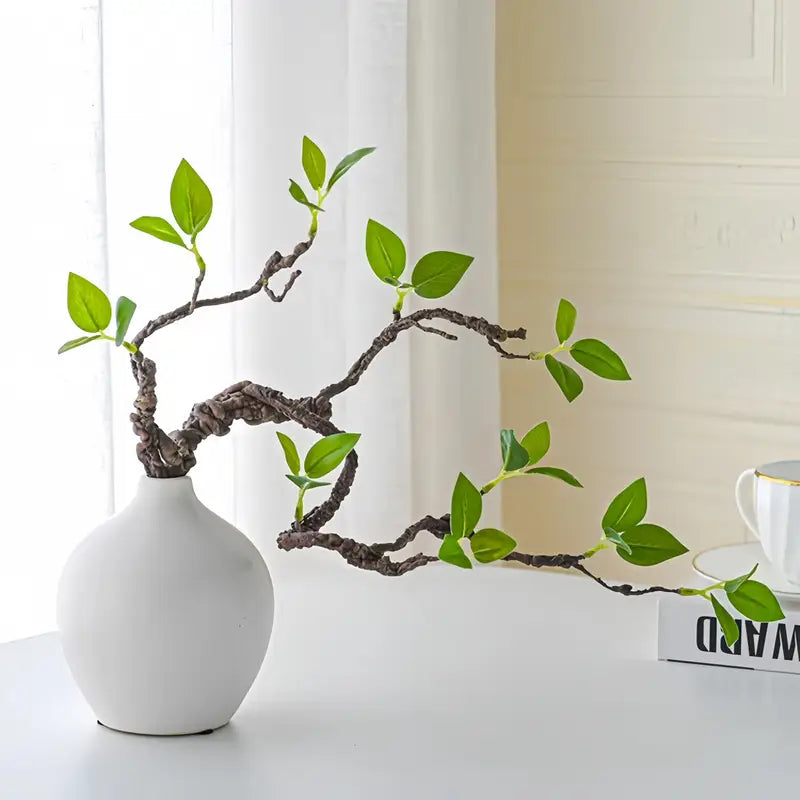 Lot de 2 brindilles vertes artificielles – Faux feuillage réaliste pour la décoration de la maison et du bureau