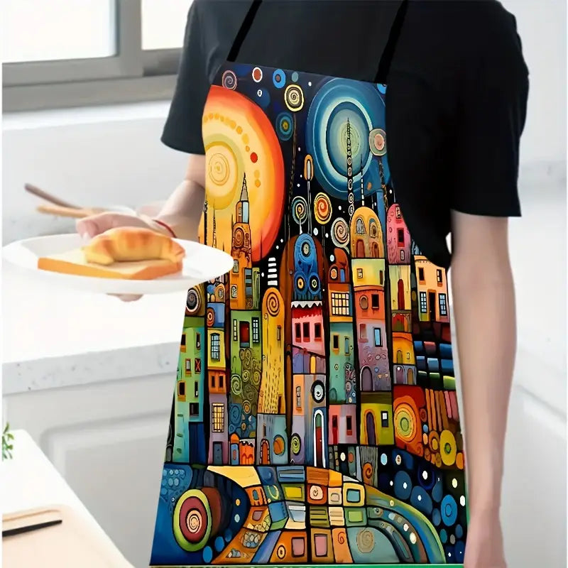 Colorful Art City Pattern Apron