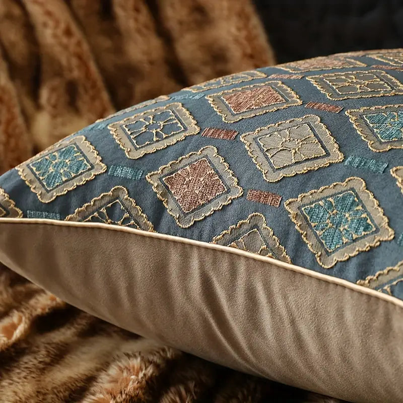 Geometric Throw Pillow Cover - Woven Polyester, Zipper Closure