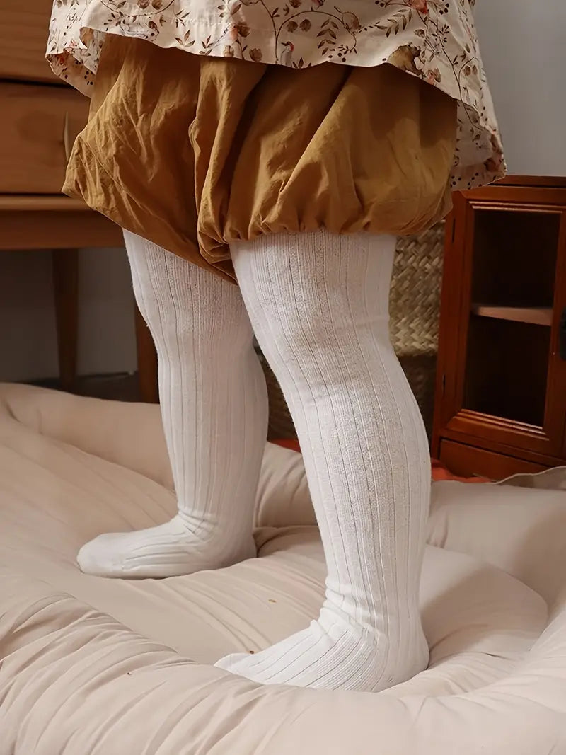 Effen geribbelde legging voor babymeisjes - veelzijdige panty's voor peuters en kleuters