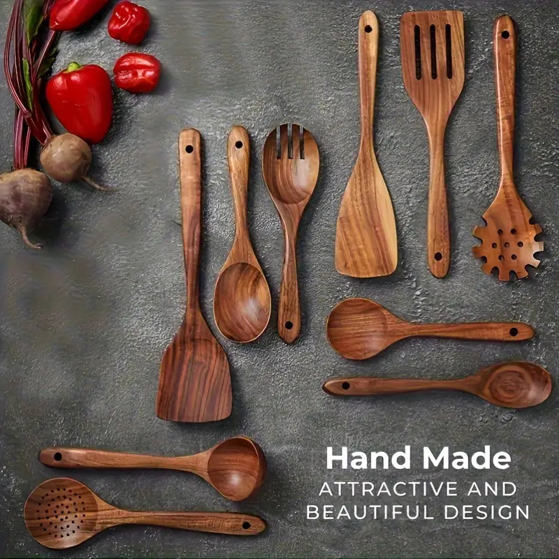 Teak Cookware Set (10-Piece) - Nonstick, Heat Resistant, Ergonomic