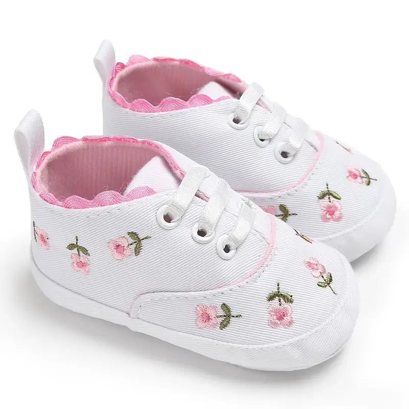 Floral Embroidered Toddler Sneakers | Casual Canvas Slip-On Shoes for Boys & Girls