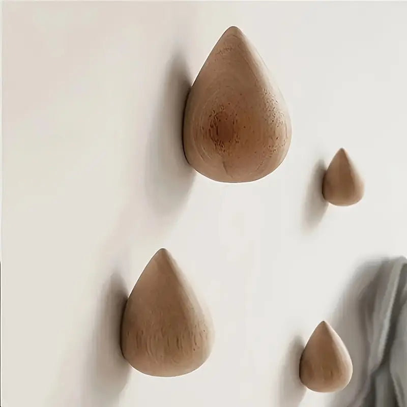 2pcs Wooden Teardrop Wall Hooks